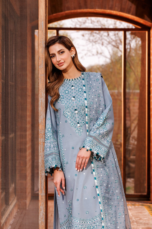 Farasha | Dastoor Embroidered Lawn SS24 | BERYL GREY - Pakistani Clothes for women, in United Kingdom and United States