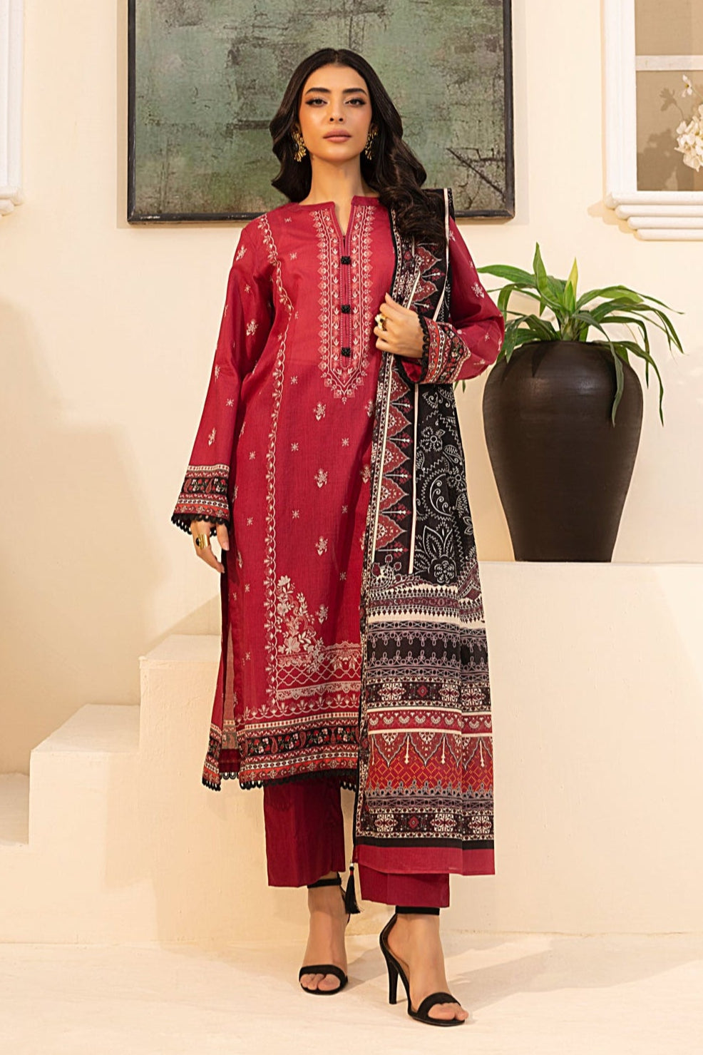 LSM | Embroidered and Printed Lawn | LG-MM-0242