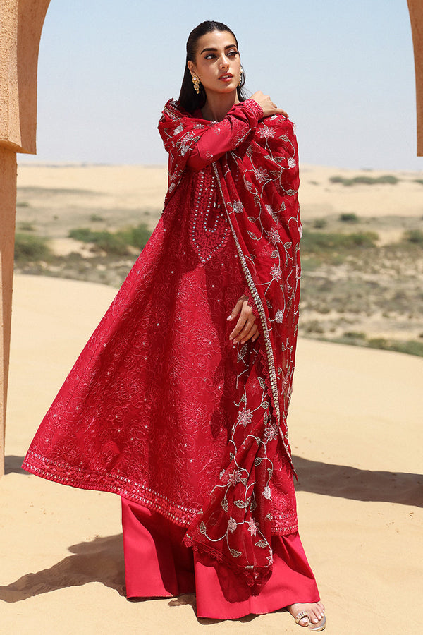 Cross Stitch | Eid Lawn 24 | VERMILLION SCARLET - Hoorain Designer Wear - Pakistani Designer Clothes for women, in United Kingdom, United states, CA and Australia