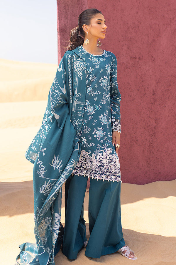 Cross Stitch | Eid Lawn 24 | TEAL SERENITY - Hoorain Designer Wear - Pakistani Designer Clothes for women, in United Kingdom, United states, CA and Australia