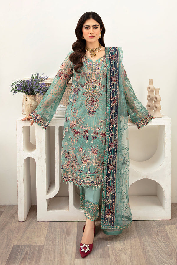 Ramsha | Minhal Organza Collection | M-1001 - Hoorain Designer Wear - Pakistani Ladies Branded Stitched Clothes in United Kingdom, United states, CA and Australia