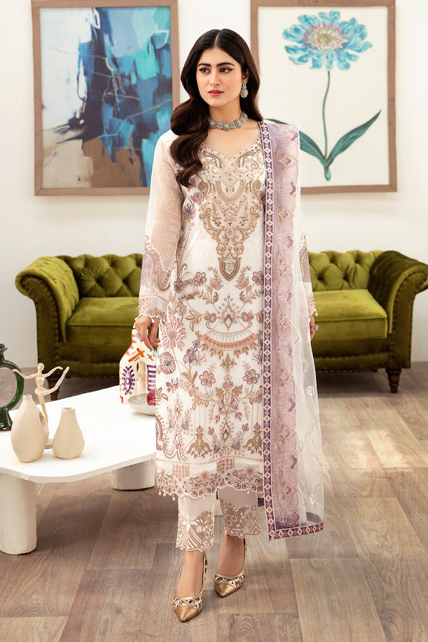 Ramsha | Minhal Organza Collection | M-1002 - Hoorain Designer Wear - Pakistani Ladies Branded Stitched Clothes in United Kingdom, United states, CA and Australia