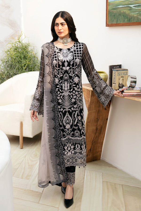 Ramsha | Chevron Chiffon Collection | A-807 - Hoorain Designer Wear - Pakistani Ladies Branded Stitched Clothes in United Kingdom, United states, CA and Australia
