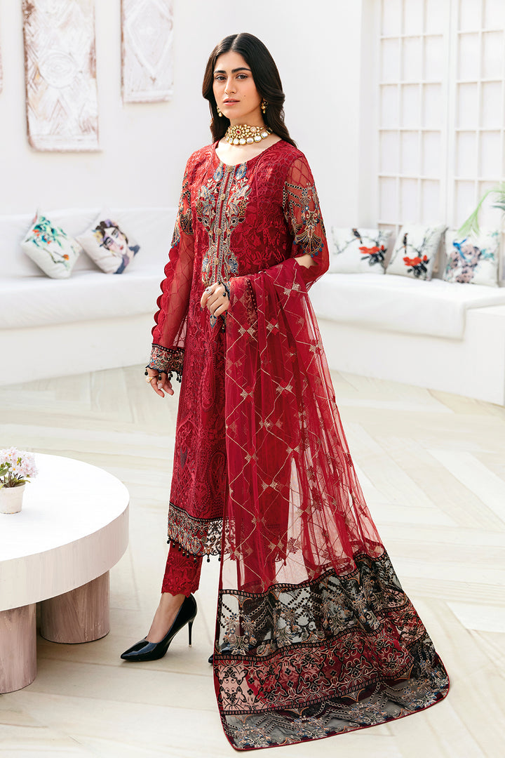 Ramsha | Chevron Chiffon Collection | A-803 - Hoorain Designer Wear - Pakistani Ladies Branded Stitched Clothes in United Kingdom, United states, CA and Australia