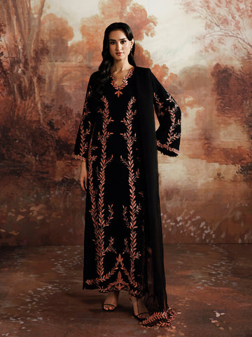 Caia | Embroidered Edit | Black Rose