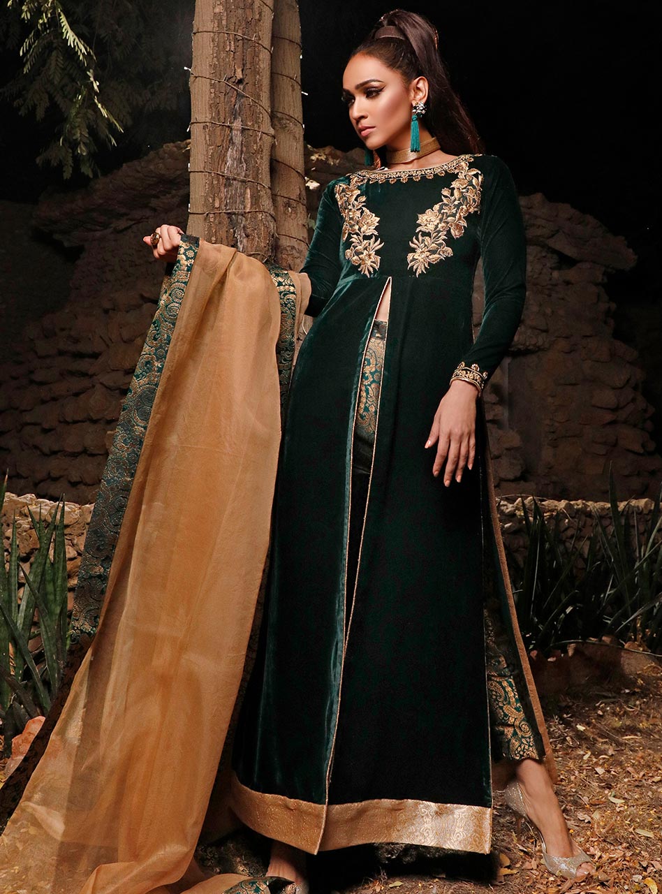 Zainab Chottani | Semi Formals | DARK MOSS TOPAZ