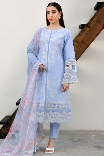 Farasha | Summer Weaves Embroidered Lawn | Serene Blue