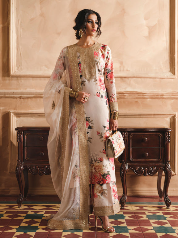 Humjoli | Luxury Collection | Beige Rose - Pakistani Clothes for women, in United Kingdom and United States