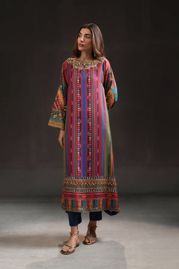 Ammara Khan | Glitz Luxury Pret 24 | MAGENTA RAINBOW TUNIC SET (D-10)