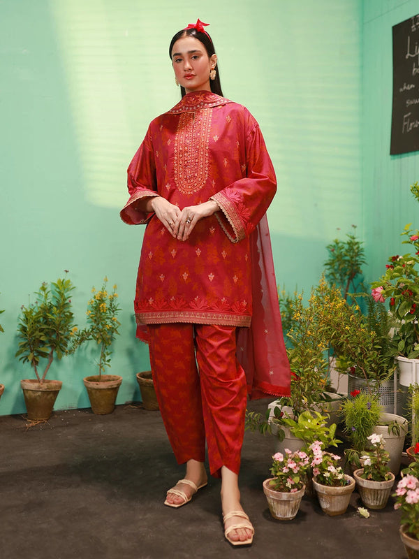 Salitex | Izel Lawn 24 | SCARLET - LUXURY LAWN EMBROIDERED SUIT