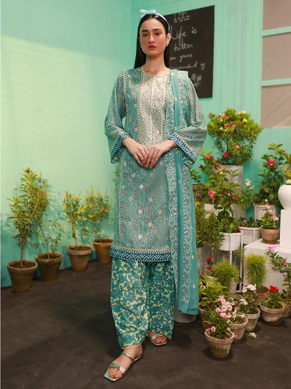 Salitex | Izel Lawn 24 | SKY BLOOM - LUXURY LAWN EMBROIDERED SUIT