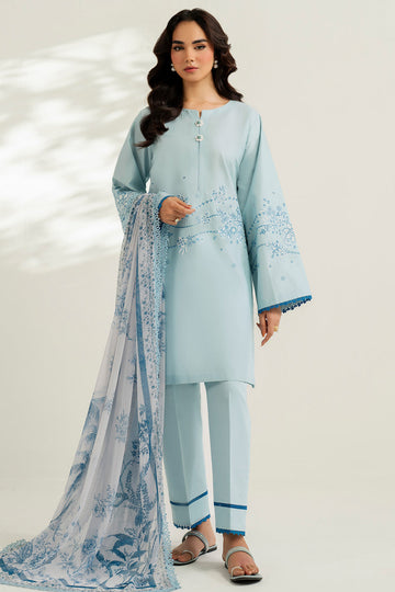 Farasha | Thread Lines Embroidered | Ash Mist