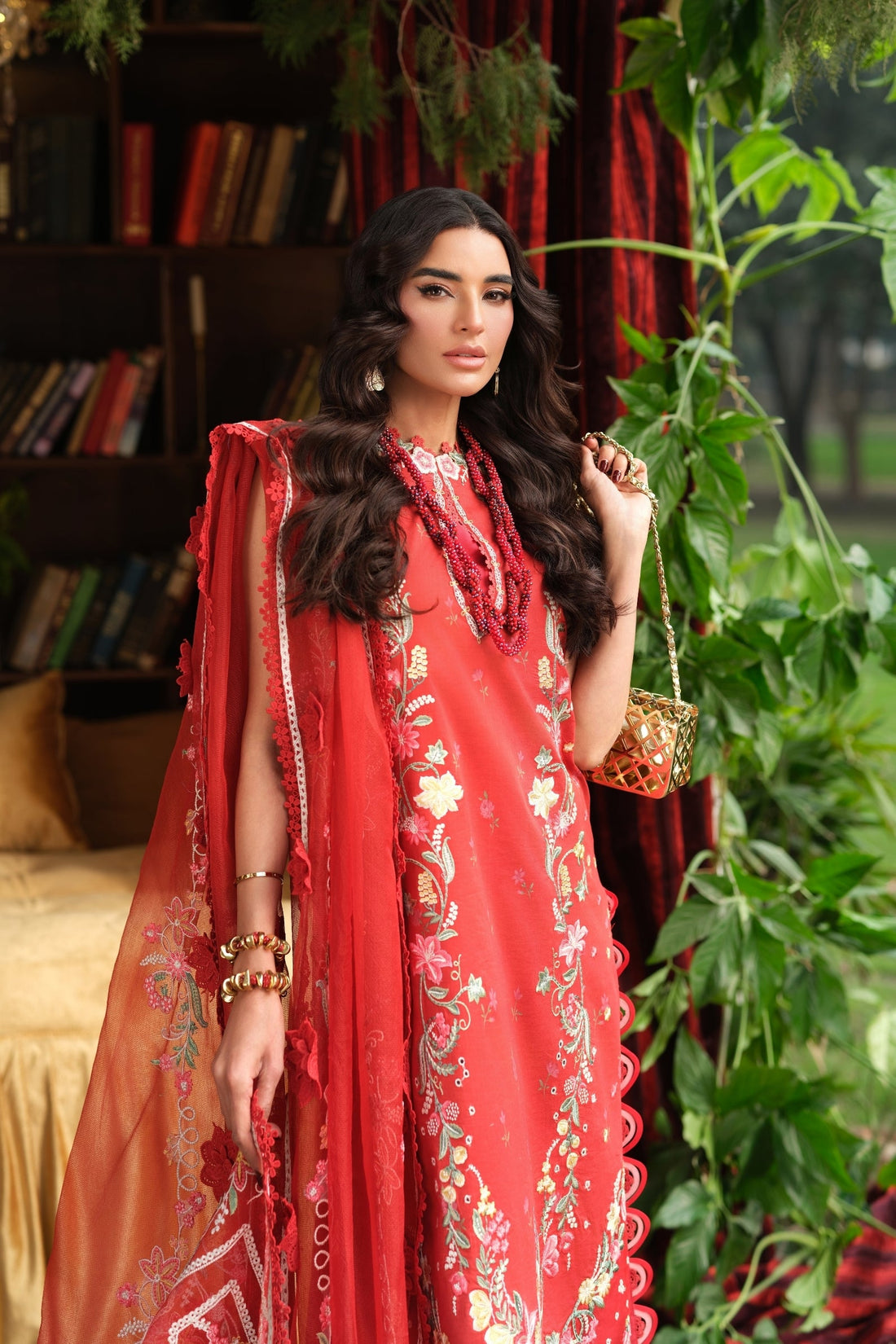 Maryam Hussain | Luxury Lawn 26 | Crimson