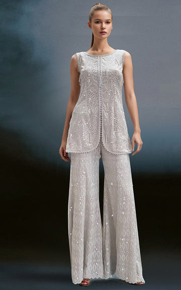 Threads and Motifs | Formal Dresses 25 | Chiffon Chikankari Embroidered Top with Trouser