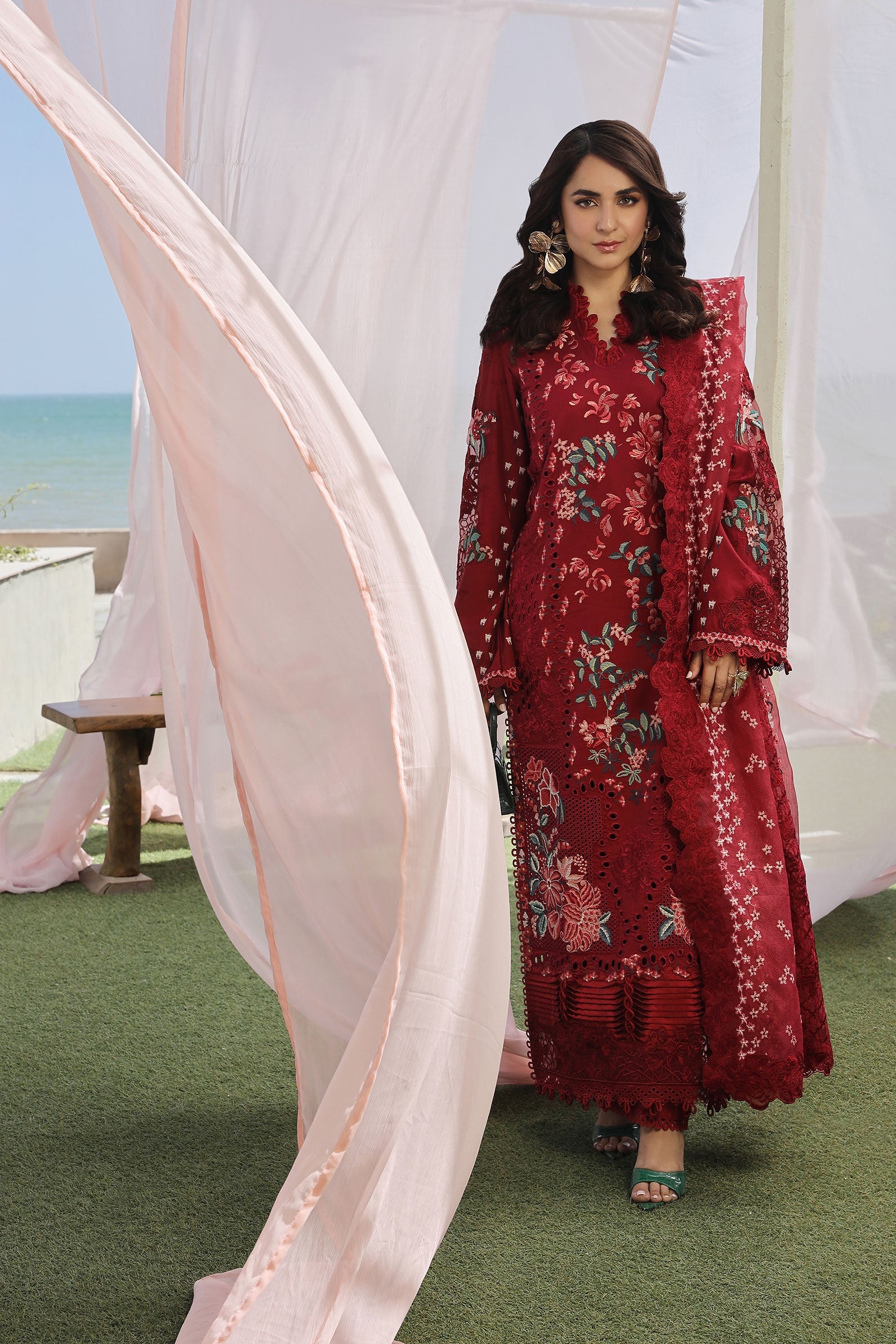 Maryam Hussain | Luxury Lawn 24 | CRIMSON - Pakistani Clothes for women, in United Kingdom and United States