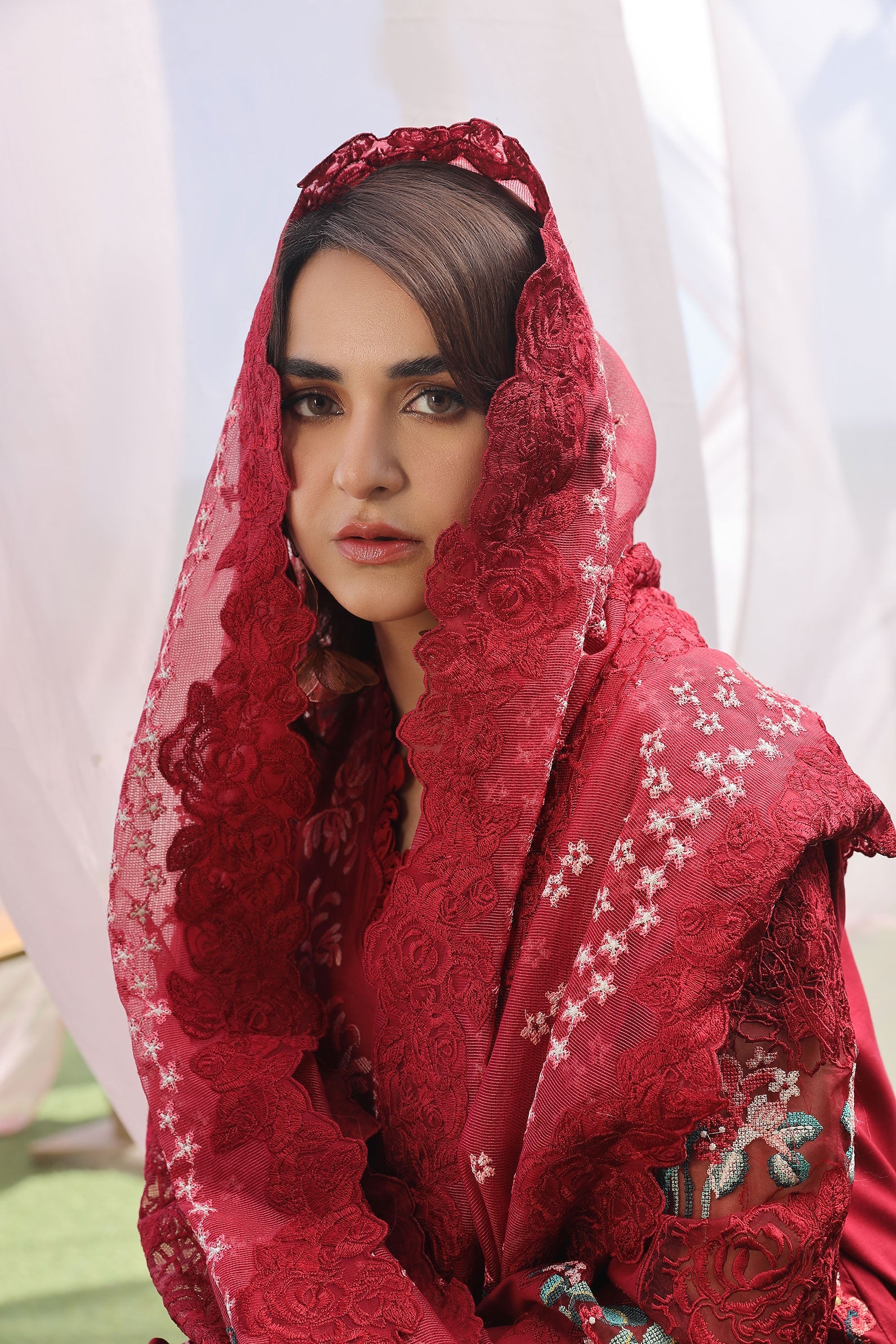 Maryam Hussain | Luxury Lawn 24 | CRIMSON - Pakistani Clothes for women, in United Kingdom and United States