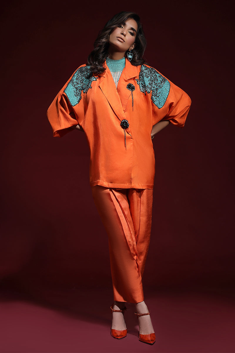 Wardha Saleem | Luxury Pret Fusion Wear | PANTHERA (ORANGE) CORD-SET (2PC)