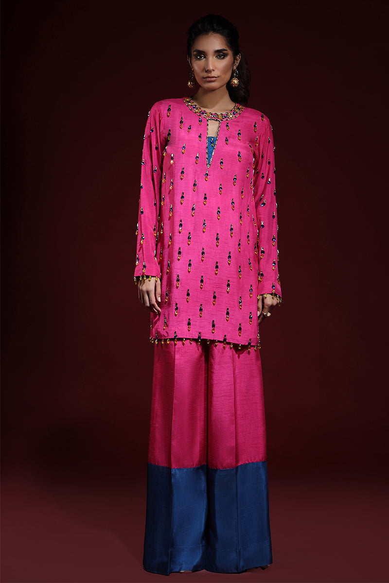 Wardha Saleem | Luxury Pret Fusion Wear | LUXURA (HOT PINK) CORD-SET (2PC)