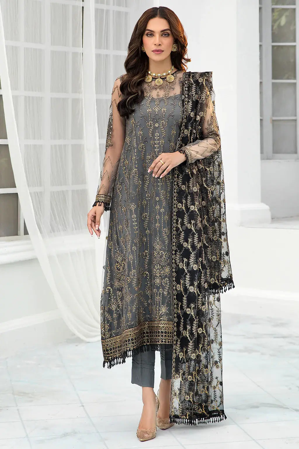 Zarif | DE LUXURY Formals | GRAPHITE - Pakistani Clothes for women, in United Kingdom and United States