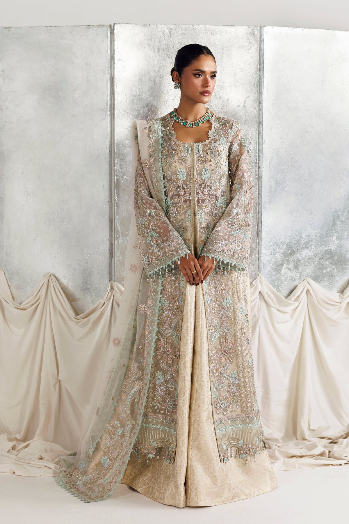 ivory pakistani dress Formals - Formal Dresses and Clothes fabric_sequin mesh
