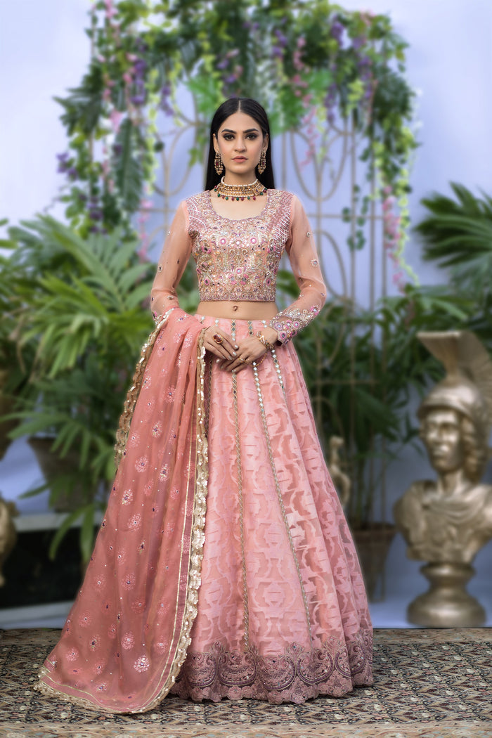 Wahaj M.Khan | Nureh Wedding Formals | Pale Pink Lenga and Choli