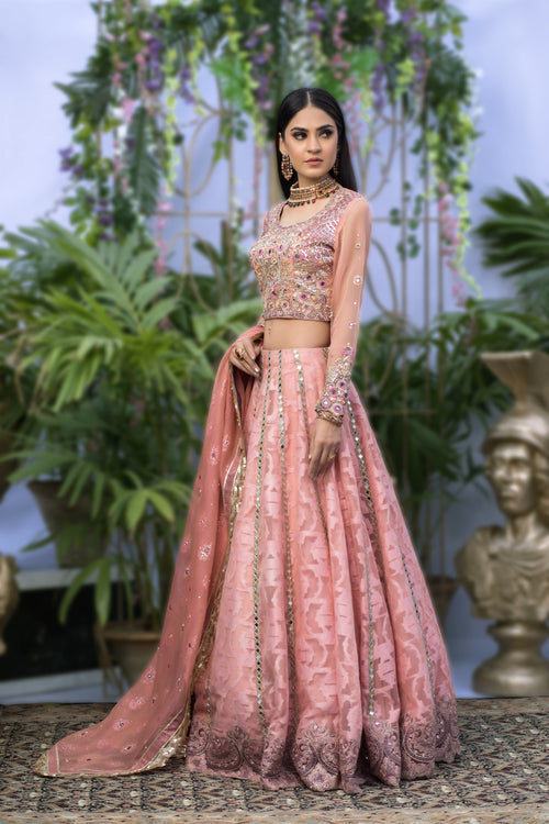 Wahaj M.Khan | Nureh Wedding Formals | Pale Pink Lenga and Choli