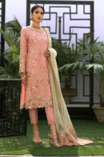 Wahaj M.Khan | Nureh Wedding Formals | Pink and Mint Green Straight Shirt and Pant