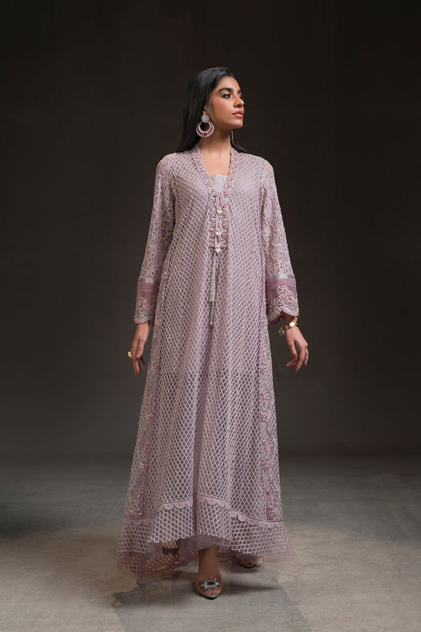 Ammara Khan | Glitz Luxury Pret 24 | FLOWY LAVENDER LONG SHIRT (D-01)