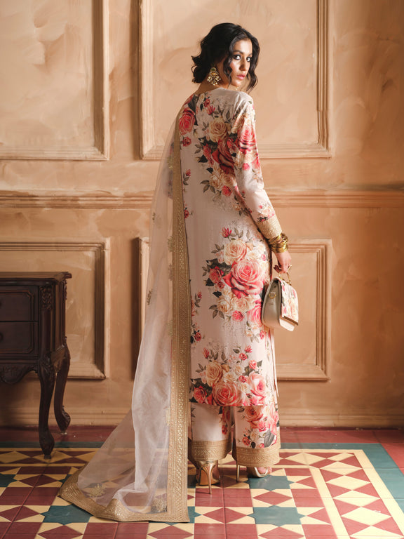 Humjoli | Luxury Collection | Beige Rose - Pakistani Clothes for women, in United Kingdom and United States