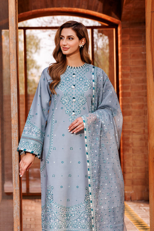 Farasha | Dastoor Embroidered Lawn SS24 | BERYL GREY - Pakistani Clothes for women, in United Kingdom and United States