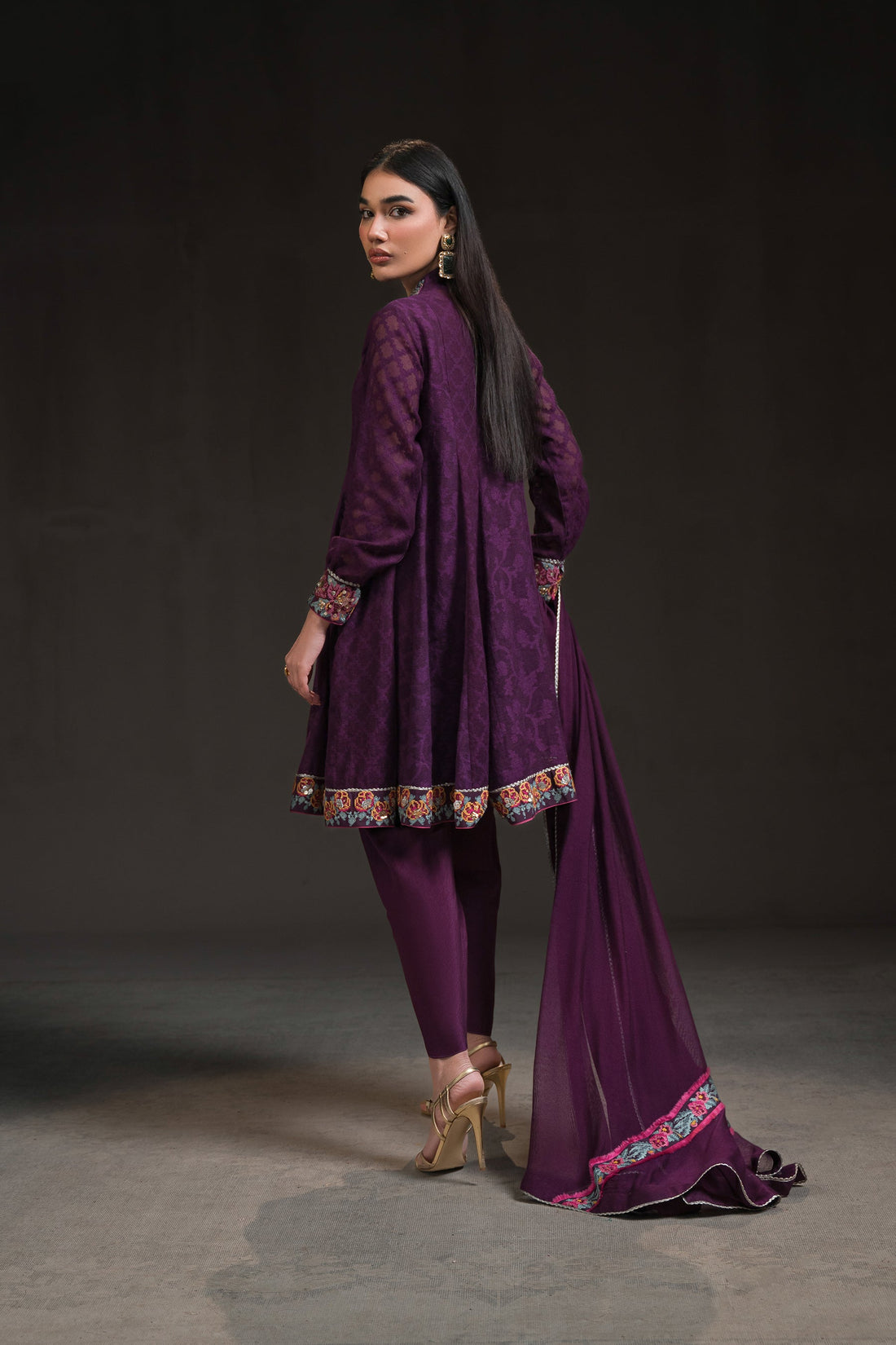 Ammara Khan | Glitz Luxury Pret 24 | DEEP PURPLE PEPLUM KALIDAR (D-18)