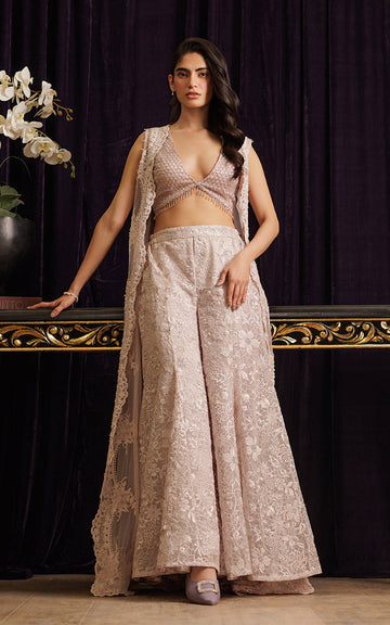 Threads and Motifs | Formal Dresses 25 | Net Embroidered Jacket with Embroidered Tube & Trouser