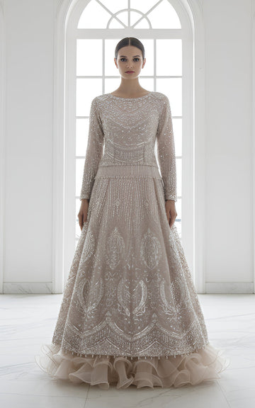 Threads and Motifs | Formal Dresses 25 | Net Embroidered Blouse With Lehenga