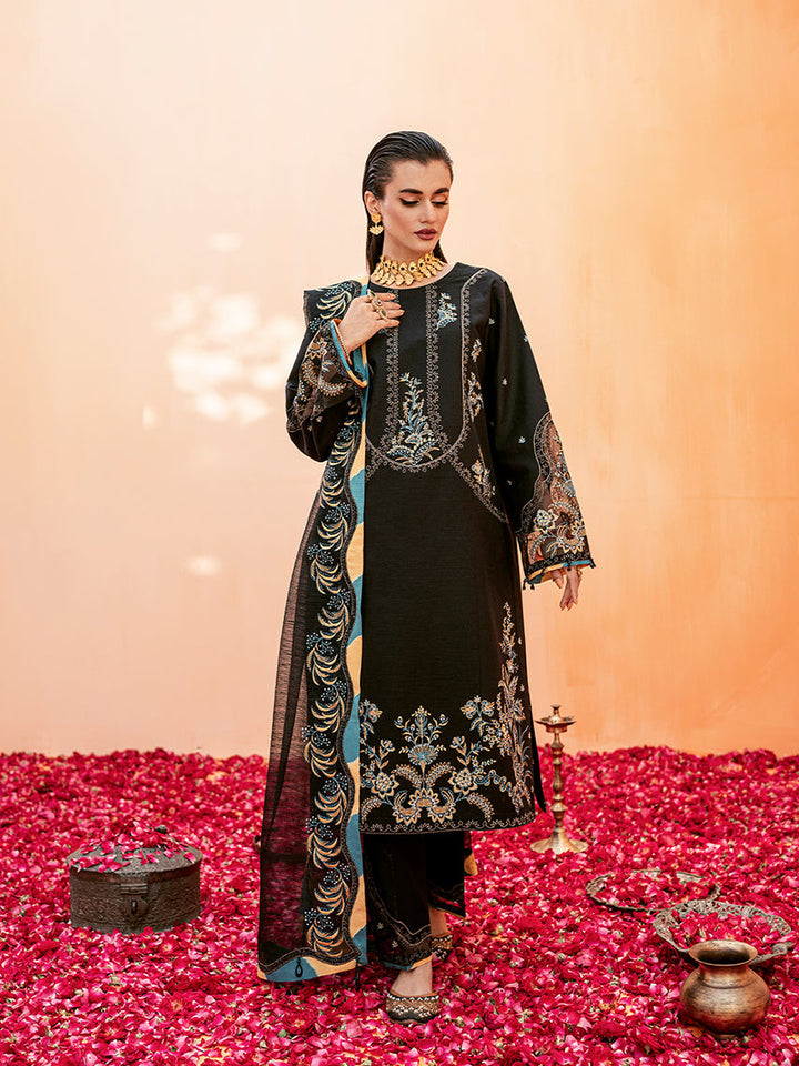 Fozia Khalid | Eid Edit 24 | Jade Black - Hoorain Designer Wear - Pakistani Ladies Branded Stitched Clothes in United Kingdom, United states, CA and Australia