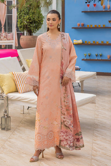 Saad Shaikh | Lawn 25 | Peach - Flayme
