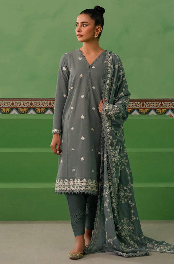Cross Stitch | Mahiri Embroidered Collection | DUSTY GRANITE - Hoorain Designer Wear - Pakistani Ladies Branded Stitched Clothes in United Kingdom, United states, CA and Australia