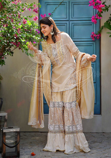 Layla Chatoor | Luxury Pret | Beige Tunic