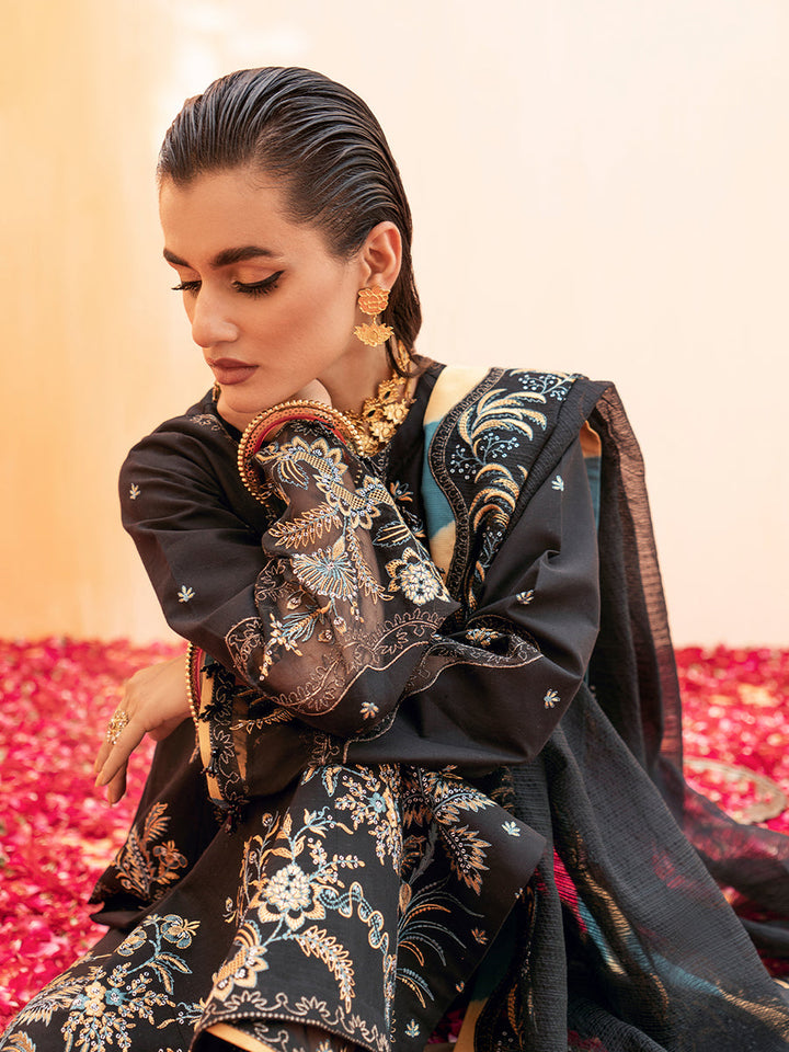 Fozia Khalid | Eid Edit 24 | Jade Black - Hoorain Designer Wear - Pakistani Ladies Branded Stitched Clothes in United Kingdom, United states, CA and Australia