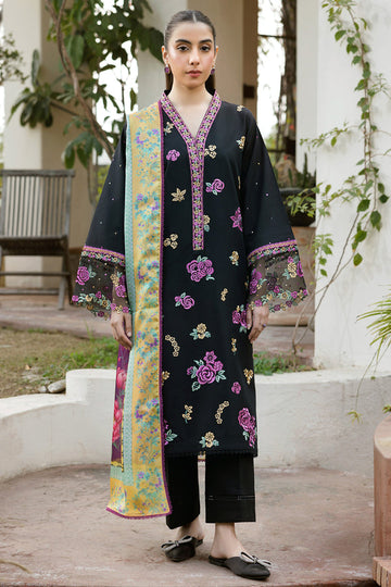 Farasha | Summer Weaves Embroidered Lawn | Raven Dusk