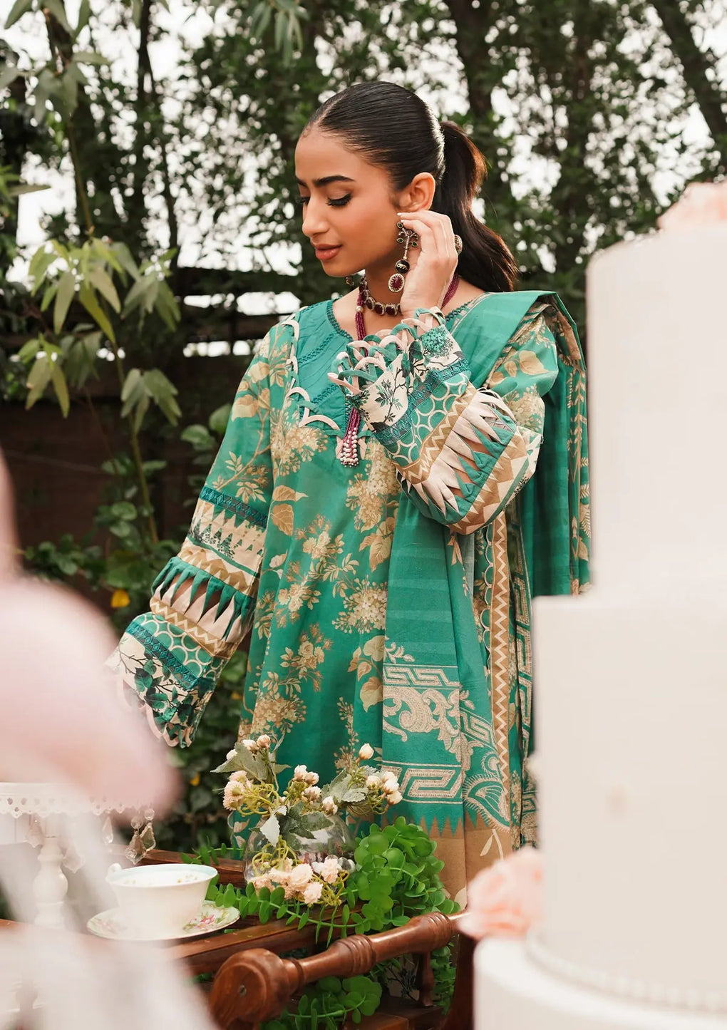 Elaf Premium | Printed Collection 24 | EEP-04B - Chic Teal - Pakistani Clothes for women, in United Kingdom and United States