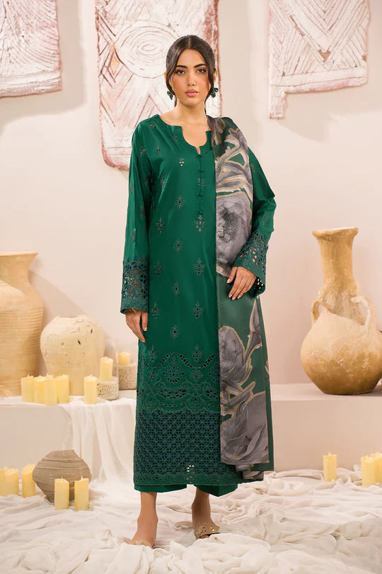 Iznik | Lawnkari 24 | UE-159 PLUSH GREEN - Pakistani Clothes for women, in United Kingdom and United States