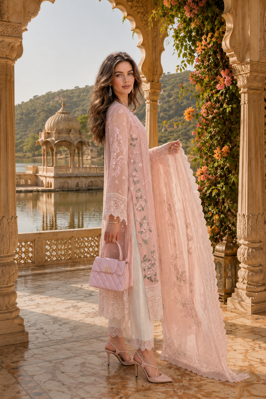 Saadia Asad | Nooriyah Luxury Chiffon | D2 - Satin Rose