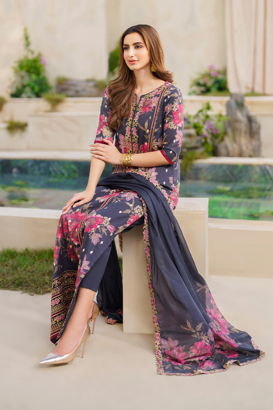 Iznik | Exclusive Lawn | SFL-12 EMBROIDERED LAWN - Pakistani Clothes for women, in United Kingdom and United States