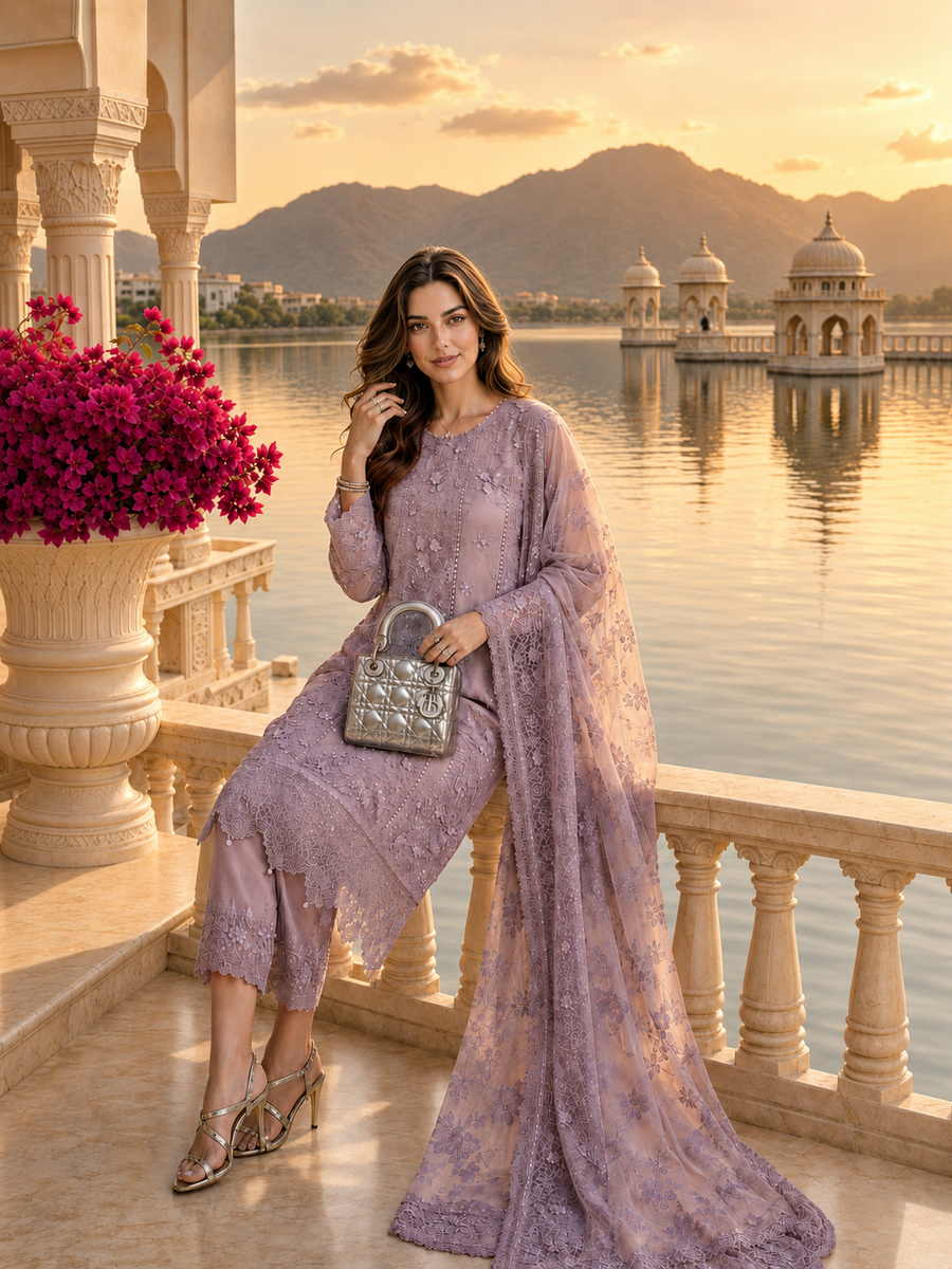 Saadia Asad | Nooriyah Luxury Chiffon | D6 - Vintage Mauve