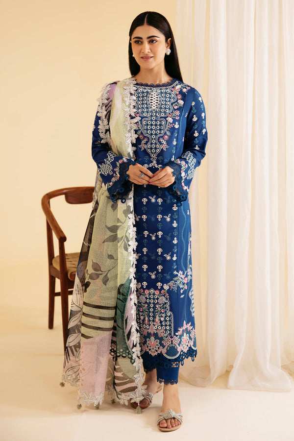 Qalamkar | Qlinekari Luxury Lawn | SQ-08 ZEL - Hoorain Designer Wear - Pakistani Designer Clothes for women, in United Kingdom, United states, CA and Australia