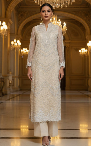 Threads and Motifs | Formal Dresses 25 | Net Embroidered Shirt With Trouser