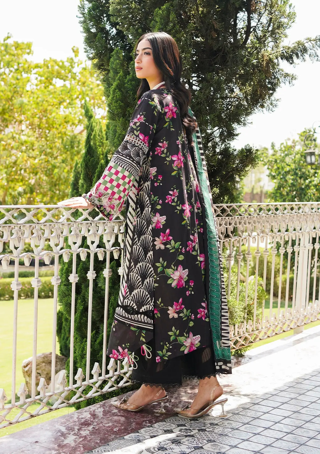 Elaf Premium | Printed Collection 24 | EEP-02A - Dark Floral - Pakistani Clothes for women, in United Kingdom and United States