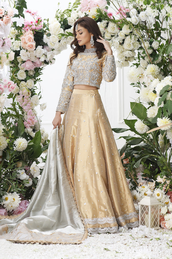 Wahajmkhan | Eden wedding Formals | ANTIQUE GOLD LENGA & CHOLI - Pakistani Clothes for women, in United Kingdom and United States