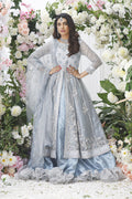 Wahajmkhan | Eden wedding Formals | ICE BLUE ANARKALI WITH FRILL LENGA - Pakistani Clothes for women, in United Kingdom and United States