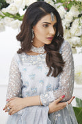 Wahajmkhan | Eden wedding Formals | ICE BLUE ANARKALI WITH FRILL LENGA - Pakistani Clothes for women, in United Kingdom and United States